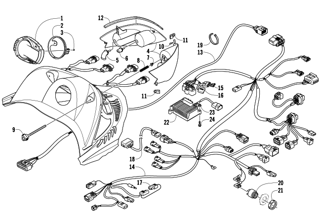 Parts Diagram for Arctic Cat 2008 CROSSFIRE 800 EFI SNO PRO SNOWMOBILE HEADLIGHT, INSTRUMENTS, AND WIRING ASSEMBLIES