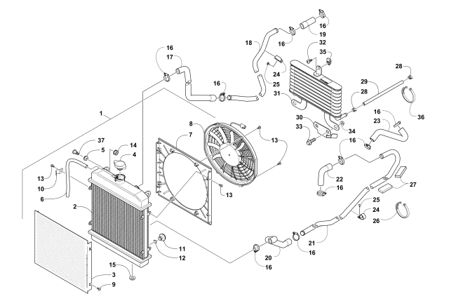 Parts Diagram for Arctic Cat 2009 PROWLER 700 XTX 4X4 ATV COOLING ASSEMBLY