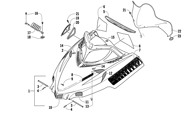 Parts Diagram for Arctic Cat 2008 CROSSFIRE 800 EFI SNO PRO LIMITED EDITION SNOWMOBILE HOOD AND WINDSHIELD ASSEMBLY