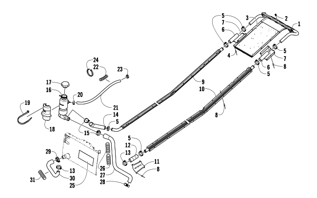 Parts Diagram for Arctic Cat 2008 CROSSFIRE 800 EFI SNO PRO LIMITED EDITION SNOWMOBILE COOLING ASSEMBLY