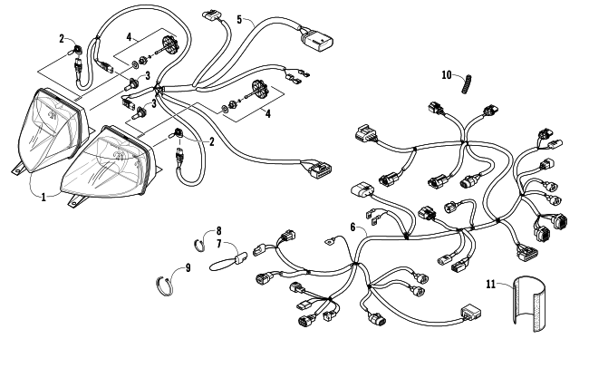 Parts Diagram for Arctic Cat 2008 F8 EFI SNO PRO LIMITED EDITION SNOWMOBILE HEADLIGHT AND WIRING ASSEMBLIES