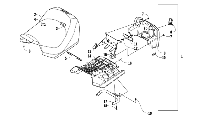 Parts Diagram for Arctic Cat 2008 TZ1 TOURING SNOWMOBILE FRONT SEAT ASSEMBLY