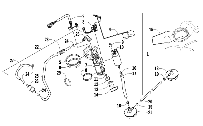 Parts Diagram for Arctic Cat 2008 TZ1 TOURING SNOWMOBILE FUEL PUMP ASSEMBLY