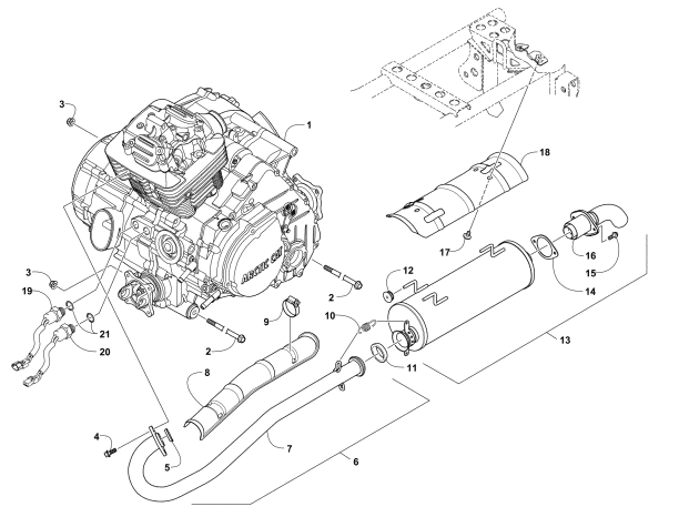 Parts Diagram for Arctic Cat 2008 366 AUTOMATICTRANSMISSION 4X4 FIS ATV ENGINE AND EXHAUST