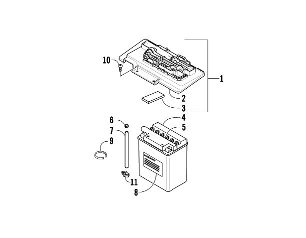 Parts Diagram for Arctic Cat 2009 500 4X4 AUTOMATIC ATV BATTERY ASSEMBLY