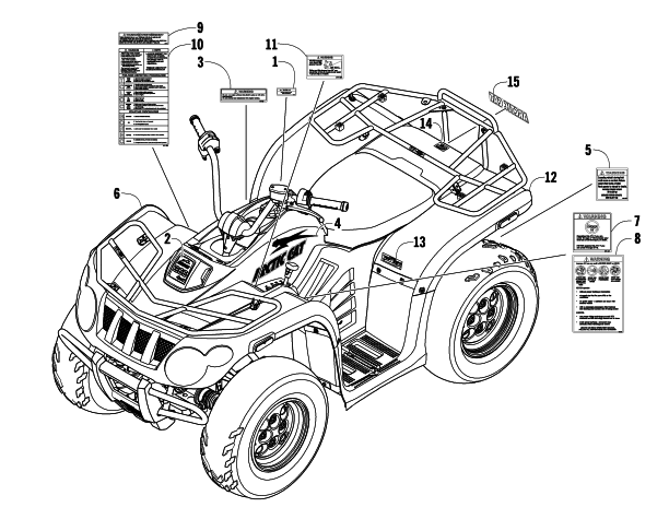 Parts Diagram for Arctic Cat 2008 366 AUTOMATICTRANSMISSION 4X4 FIS ATV BODY PANELS AND DECALS