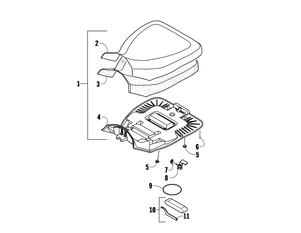 Parts Diagram for Arctic Cat 2008 366 AUTOMATICTRANSMISSION 4X4 FIS ATV SEAT ASSEMBLY