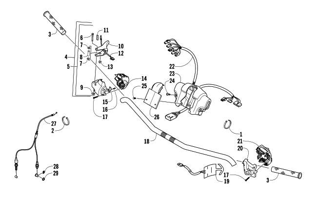 Parts Diagram for Arctic Cat 2008 T500 SNOWMOBILE HANDLEBAR AND CONTROLS