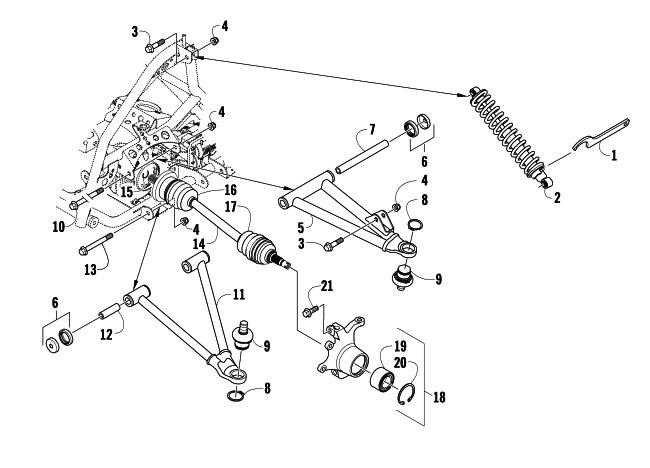 Parts Diagram for Arctic Cat 2008 366 AUTOMATICTRANSMISSION 4X4 FIS ATV FRONT SUSPENSION ASSEMBLY
