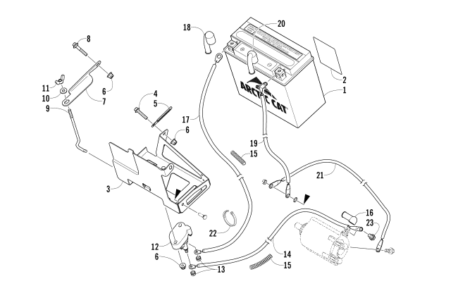 Parts Diagram for Arctic Cat 2008 TZ1 TOURING LXR SNOWMOBILE BATTERY AND TRAY ASSEMBLY