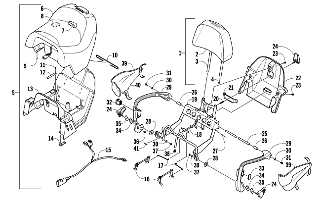 Parts Diagram for Arctic Cat 2008 TZ1 TOURING SNOWMOBILE PASSENGER SEAT AND BACKREST ASSEMBLY