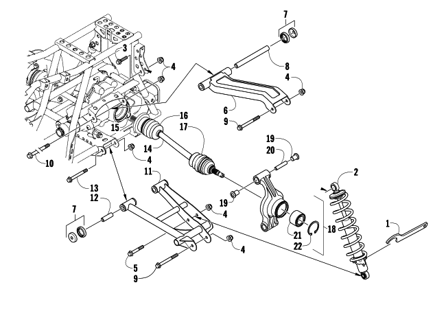 Parts Diagram for Arctic Cat 2008 366 AUTOMATICTRANSMISSION 4X4 FIS ATV REAR SUSPENSION ASSEMBLY