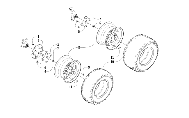Parts Diagram for Arctic Cat 2011 350 CR ATV WHEEL AND TIRE ASSEMBLY