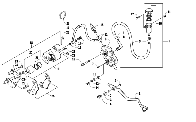 Parts Diagram for Arctic Cat 2008 366 AUTOMATICTRANSMISSION 4X4 FIS ATV AUXILIARY BRAKE ASSEMBLY