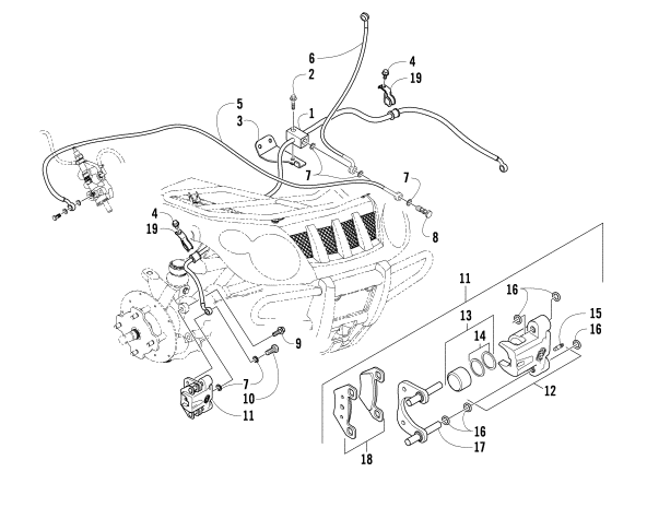 Parts Diagram for Arctic Cat 2008 366 AUTOMATICTRANSMISSION 4X4 FIS ATV HYDRAULIC BRAKE ASSEMBLY