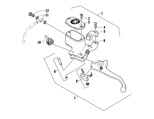 Parts Diagram for Arctic Cat 2009 500 4X4 MANUAL ATV HYDRAULIC HAND BRAKE ASSEMBLY