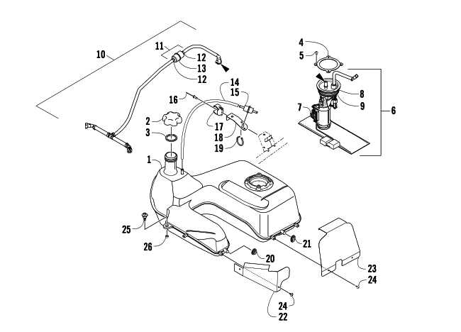 Parts Diagram for Arctic Cat 2008 THUNDERCAT AUTOMATIC TRANSMISSION 4X4 ATV GAS TANK ASSEMBLY