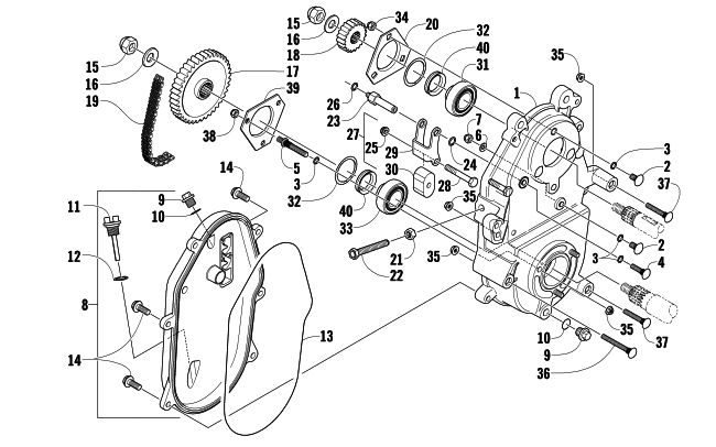 Parts Diagram for Arctic Cat 2009 600 SNO PRO SNOWMOBILE DRIVE/DROPCASE ASSEMBLY