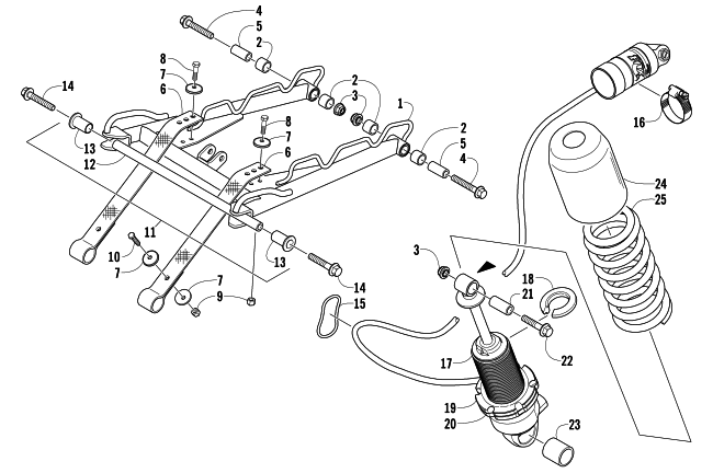 Parts Diagram for Arctic Cat 2008 AC 600 SNO PRO SNOWMOBILE REAR SUSPENSION FRONT ARM ASSEMBLY