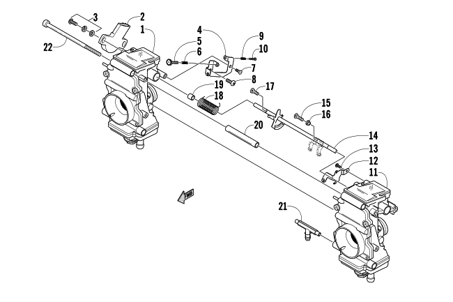 Parts Diagram for Arctic Cat 2008 AC 600 SNO PRO SNOWMOBILE CARBURETOR - EXTERNAL PARTS