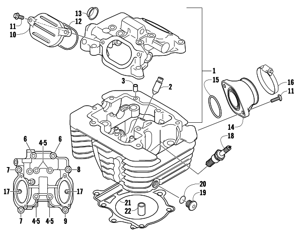 Parts Diagram for Arctic Cat 2008 366 AUTOMATICTRANSMISSION 4X4 FIS ATV CYLINDER HEAD ASSEMBLY