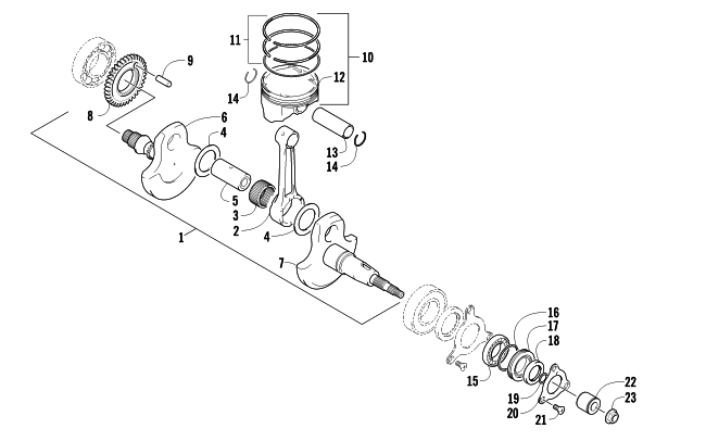 Parts Diagram for Arctic Cat 2008 366 AUTOMATICTRANSMISSION 4X4 FIS ATV CRANKSHAFT ASSEMBLY