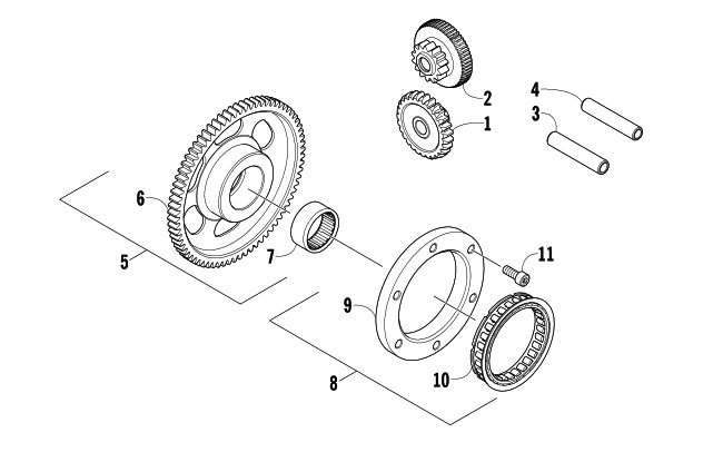 Parts Diagram for Arctic Cat 2008 366 AUTOMATICTRANSMISSION 4X4 FIS ATV STARTER CLUTCH ASSEMBLY