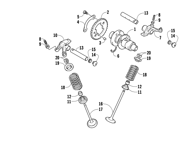 Parts Diagram for Arctic Cat 2008 366 AUTOMATICTRANSMISSION 4X4 FIS ATV CAMSHAFT/VALVE ASSEMBLY