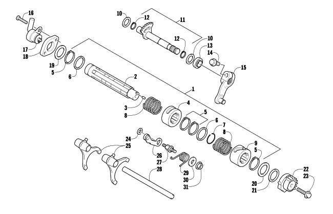 Parts Diagram for Arctic Cat 2008 366 AUTOMATICTRANSMISSION 4X4 FIS ATV GEAR SHIFTING ASSEMBLY