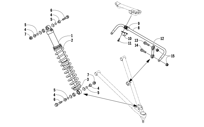 Parts Diagram for Arctic Cat 2008 AC 600 SNO PRO SNOWMOBILE SHOCK ABSORBER AND SWAY BAR ASSEMBLY