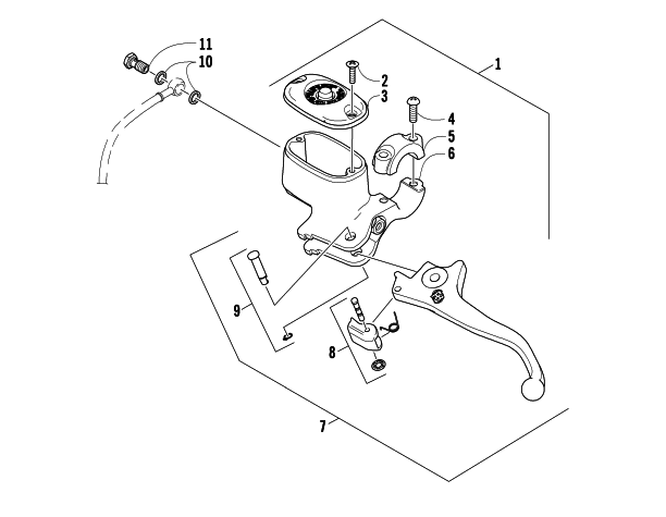 Parts Diagram for Arctic Cat 2009 366 4X4 AUTOMATIC ATV HYDRAULIC HAND BRAKE ASSEMBLY