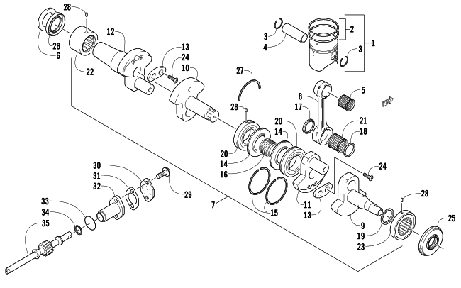 Parts Diagram for Arctic Cat 2008 AC 600 SNO PRO SNOWMOBILE PISTON AND CRANKSHAFT