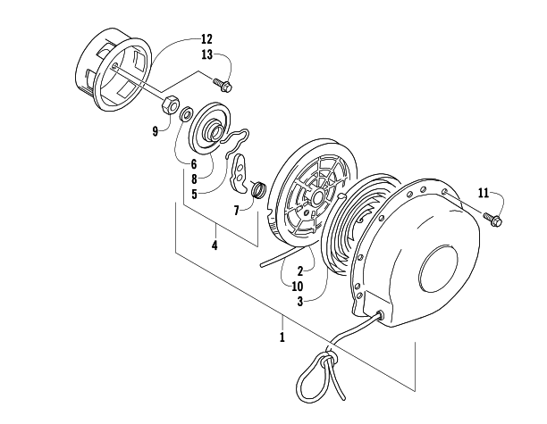 Parts Diagram for Arctic Cat 2008 AC 600 SNO PRO SNOWMOBILE RECOIL STARTER