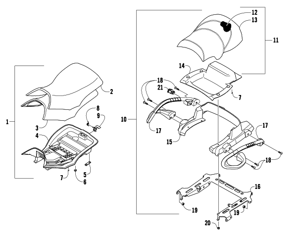 Parts Diagram for Arctic Cat 2008 700 EFI AUTOMATIC TRANSMISSION 4X4 TRV CRUISER ATV SEAT ASSEMBLY