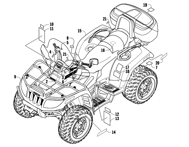 Parts Diagram for Arctic Cat 2008 700 EFI AUTOMATIC TRANSMISSION 4X4 TRV CRUISER ATV BODY PANELS AND DECALS