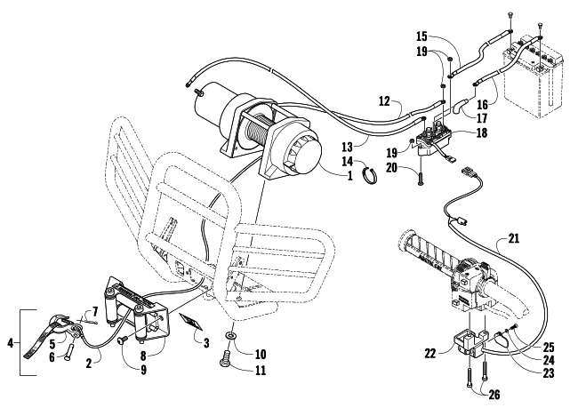 Parts Diagram for Arctic Cat 2008 500 AUTOMATIC TRANSMISSION 4X4 FIS LE ATV WINCH ASSEMBLY (LE)