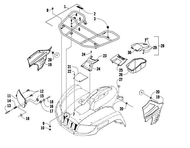 Parts Diagram for Arctic Cat 2008 500 AUTOMATIC TRANSMISSION 4X4 FIS LE ATV FRONT RACK AND HEADLIGHT ASSEMBLIES (LE)