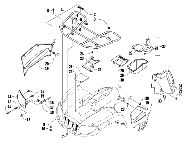 Parts Diagram for Arctic Cat 2008 700 EFI AUTOMATIC TRANSMISSION 4X4 FIS LE ATV FRONT RACK AND HEADLIGHT ASSEMBLIES (LE)