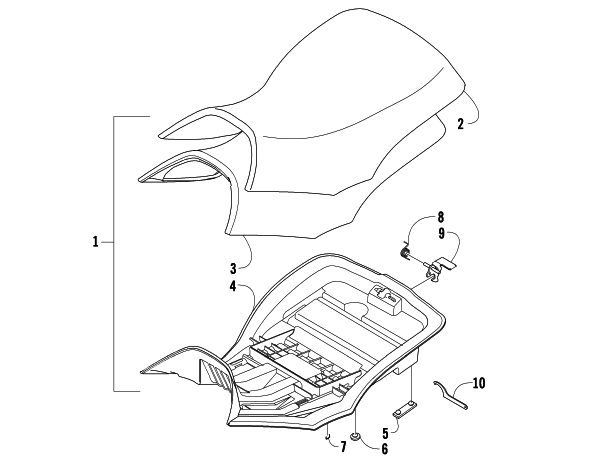 Parts Diagram for Arctic Cat 2009 500 4X4 AUTOMATIC ATV SEAT ASSEMBLY