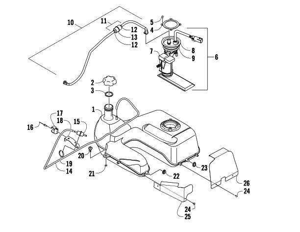 Parts Diagram for Arctic Cat 2008 700 H1 EFI 4X4 AUTOMATIC FIS ATV GAS TANK ASSEMBLY