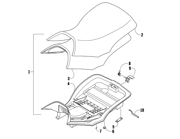 Parts Diagram for Arctic Cat 2009 500 4X4 MANUAL ATV SEAT ASSEMBLY