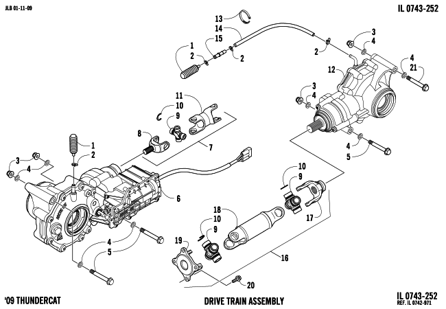 Parts Diagram for Arctic Cat 2009 THUNDERCAT EFI 4X4 AUTO FIS SE ATV DRIVE TRAIN ASSEMBLY