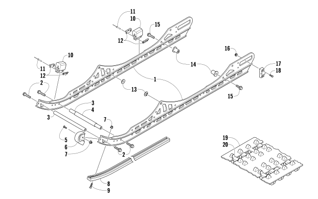 Parts Diagram for Arctic Cat 2009 F570 SNOWMOBILE SLIDE RAIL AND TRACK ASSEMBLY