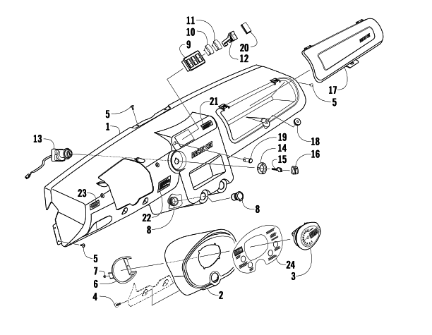Parts Diagram for Arctic Cat 2009 PROWLER 650 XT AUTOMATIC 4X4 ATV DASH ASSEMBLY