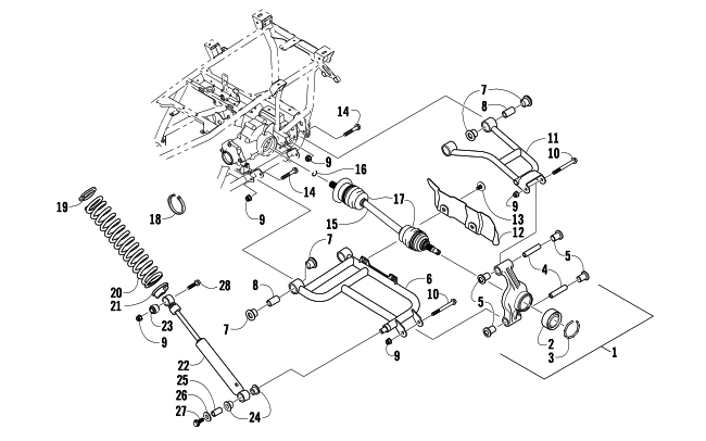 Parts Diagram for Arctic Cat 2009 500 4X4 MANUAL ATV REAR SUSPENSION ASSEMBLY