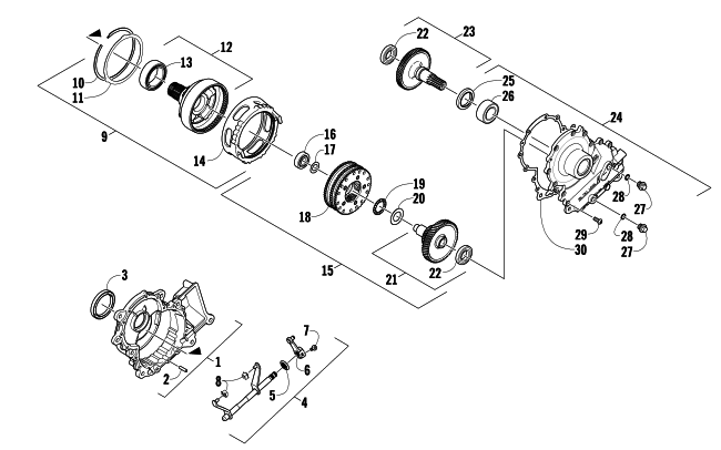 Parts Diagram for Arctic Cat 2009 BEARCAT 570 XT SNOWMOBILE GEARCASE ASSEMBLY