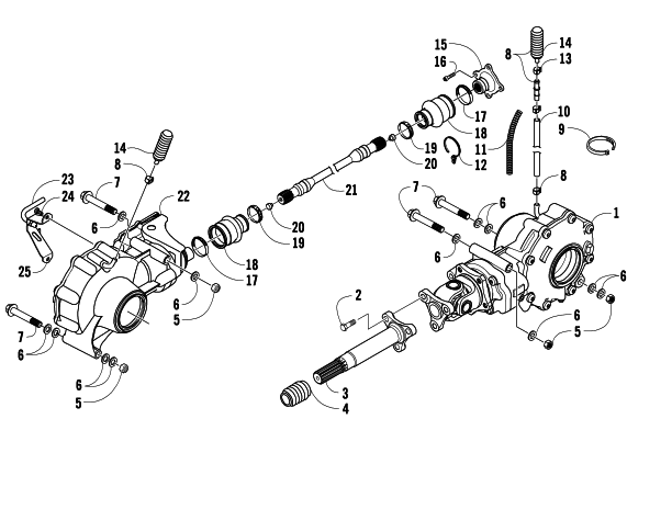 Parts Diagram for Arctic Cat 2009 PROWLER 650 XT AUTOMATIC 4X4 ATV DRIVE TRAIN ASSEMBLY