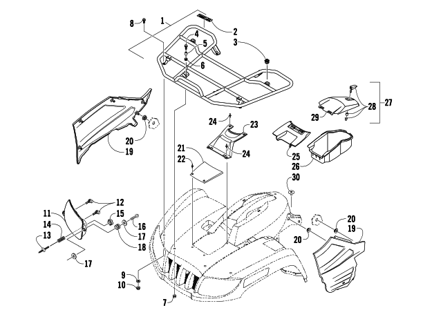 Parts Diagram for Arctic Cat 2008 400 AUTOMATIC TRANSMISSION 4X4 TRV ATV FRONT RACK AND HEADLIGHT ASSEMBLIES