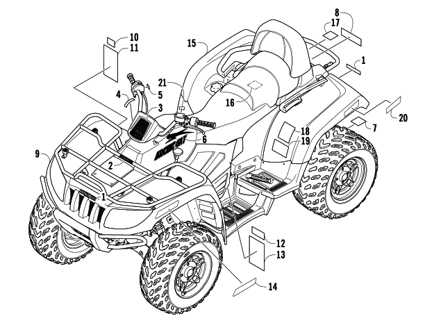 Parts Diagram for Arctic Cat 2008 400 AUTOMATIC TRANSMISSION 4X4 TRV ATV BODY PANELS AND DECALS