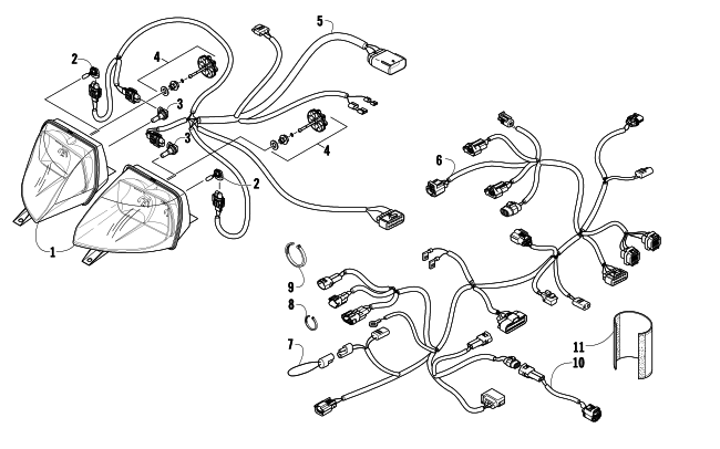 Parts Diagram for Arctic Cat 2009 F5 EFI SNOWMOBILE HEADLIGHT AND WIRING ASSEMBLIES